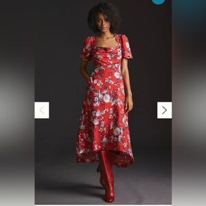 Maeve Red Floral Midi Dress